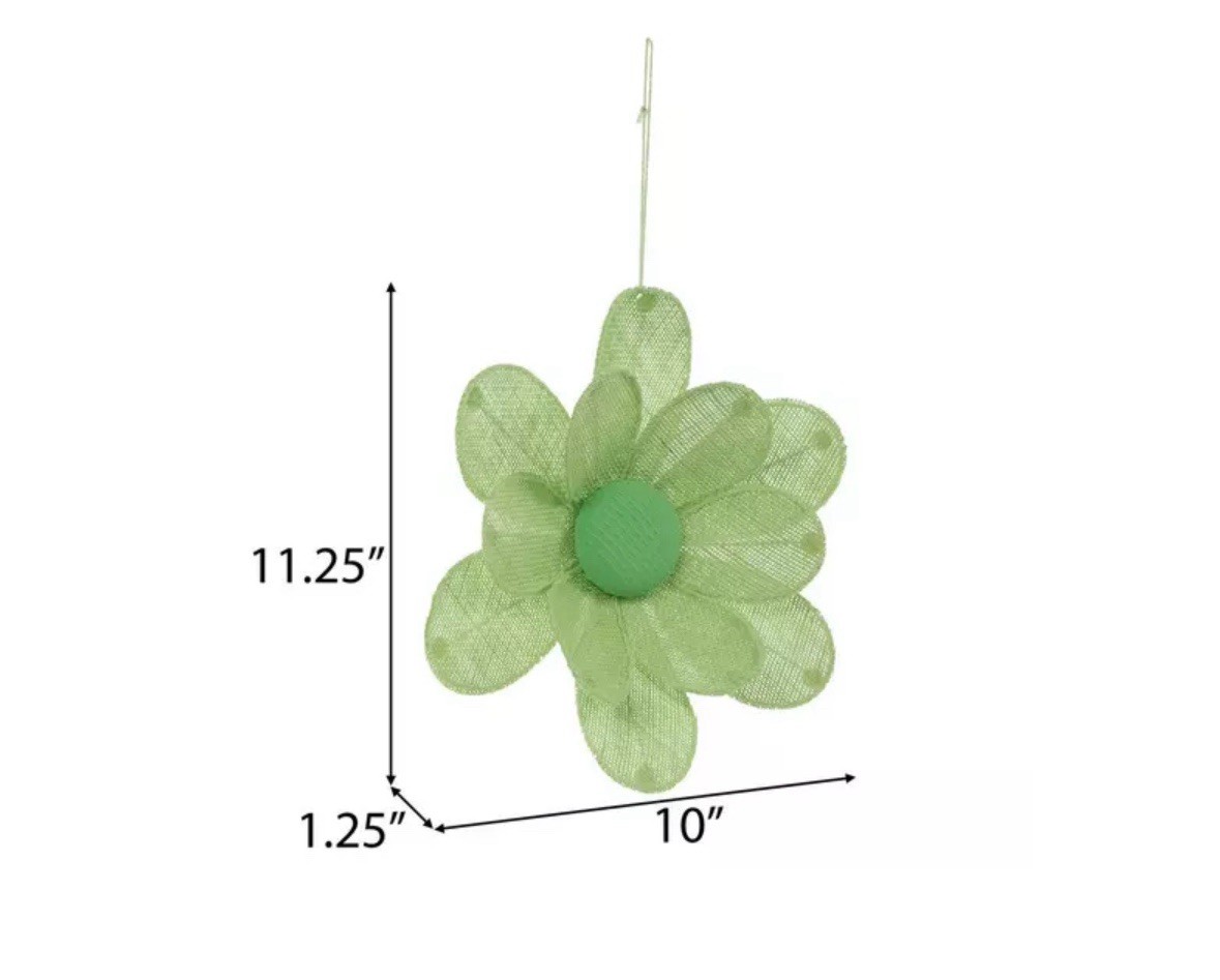 Burlap & Metal 3D Green Flower Home Decor Hanging Wall, Door Or Anywhere New