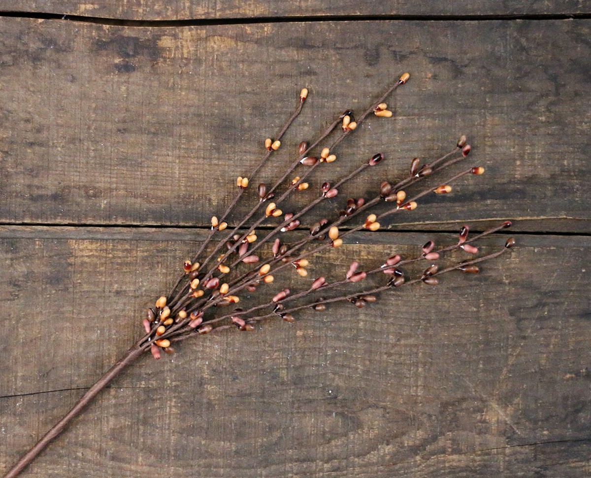 Pip Berry Picks Set of 3 Mauve Tea Stain Brown Primitive Floral Decor 12 in