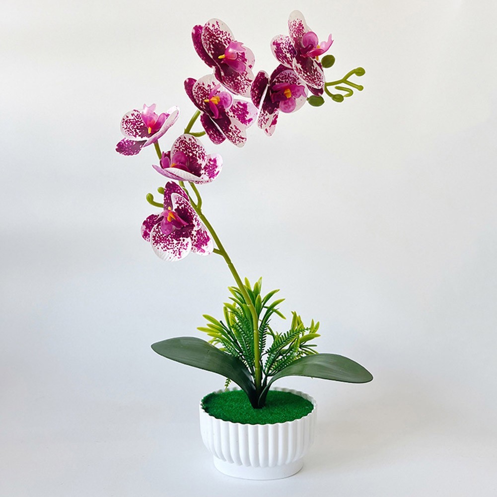 Orchid Artificial Plant Potted for Living Room Office Desk 38 10.5 6cm Plastic