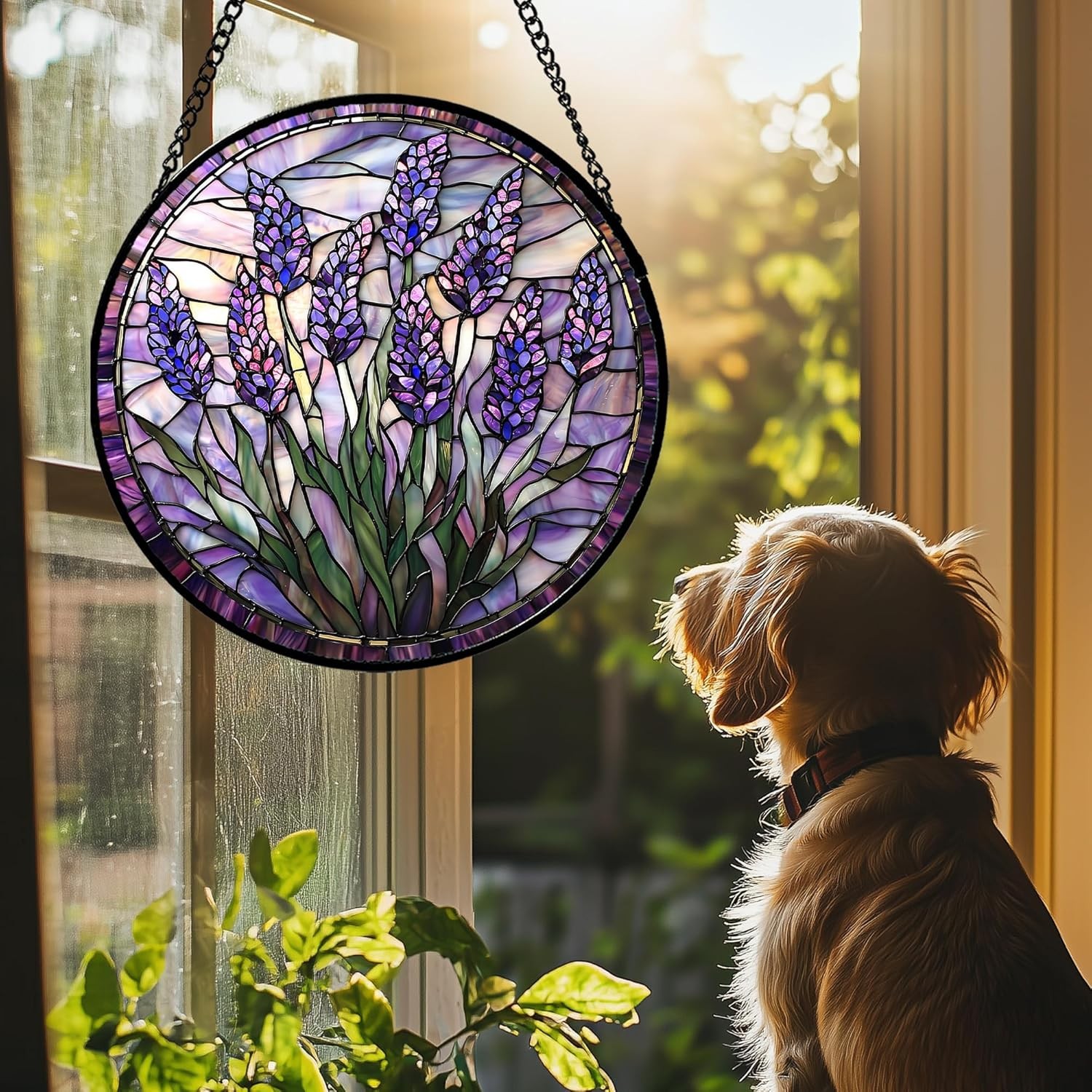 Purple Flower Suncatcher for Door Garden Decor