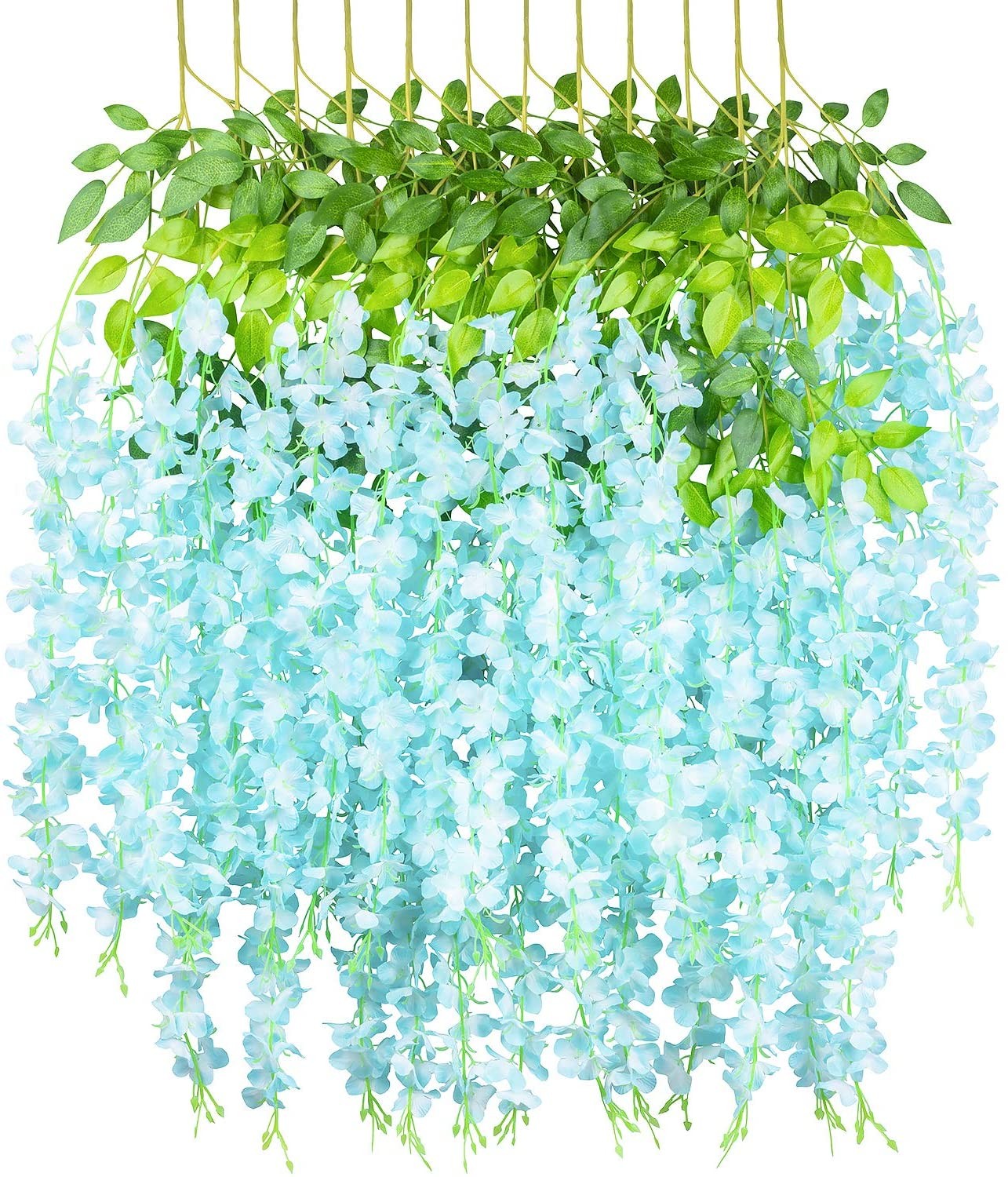 Wisteria Hanging Flowers,12x Fake Hanging Flowers,Wisteria Artificiales Garland