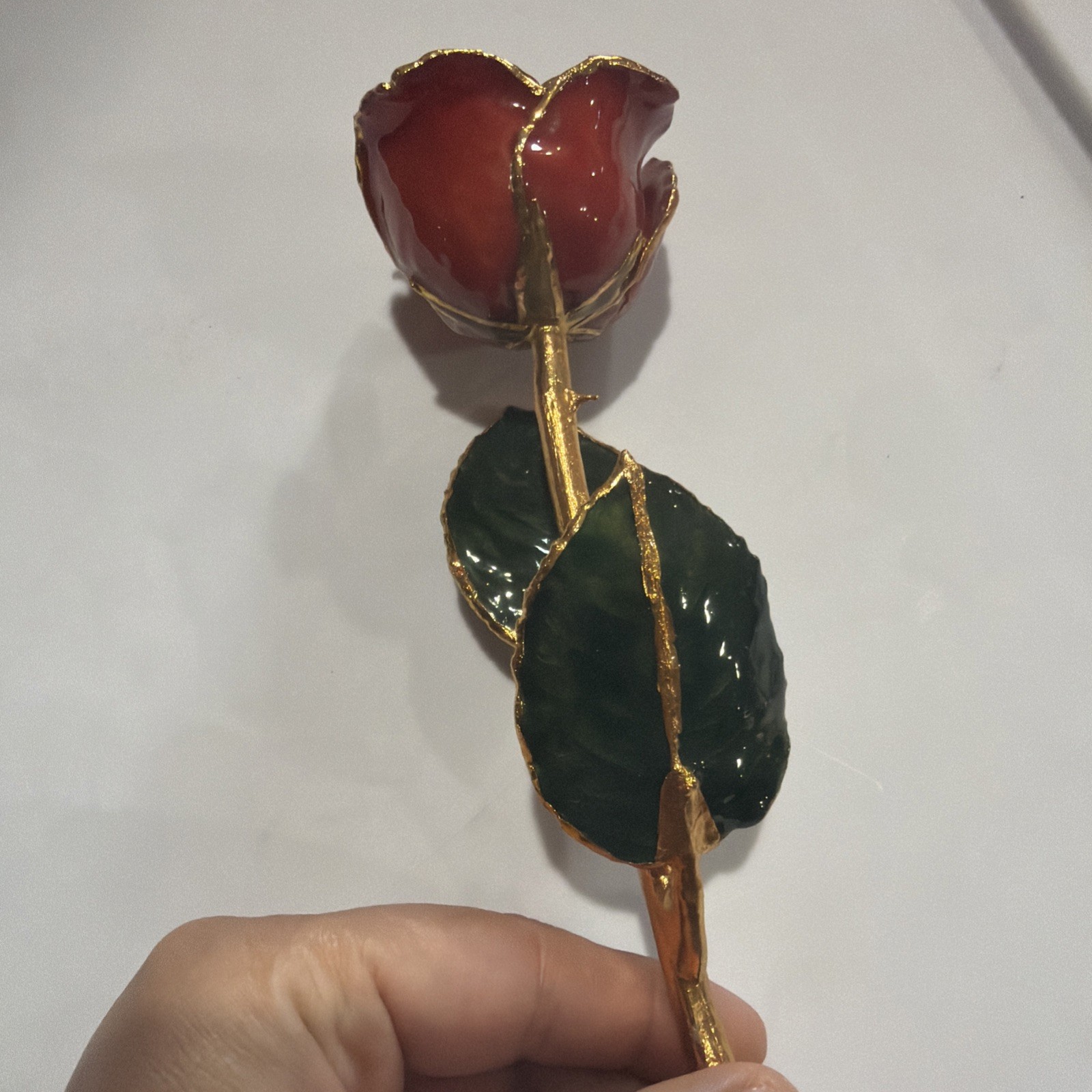 Forever Rose, Genuine Real Rose, Hand Dipped in Lacquer and Trimmed in 24K Gold