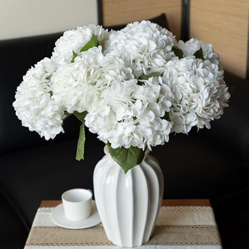 22″ Real Soft Touch Hydrangea Artificial Flowers Realistic,Large 3Pcs White