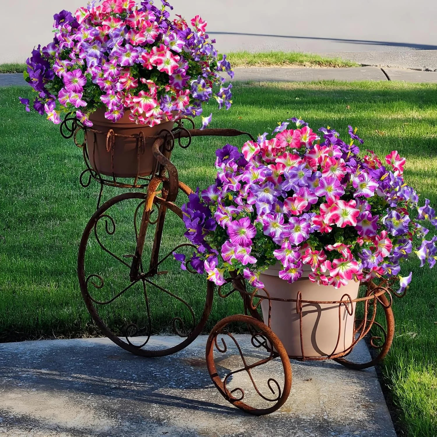 12 Bundles Artificial Petunia Flowers UV Resistant Faux Outdoor Garden Decor