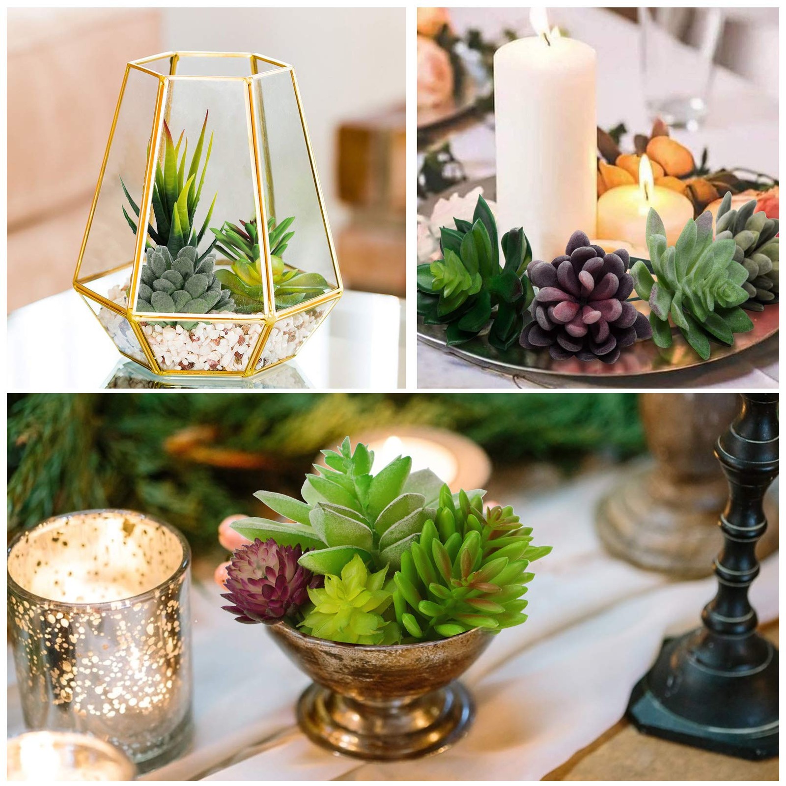 Artificial Succulent Plants – 16 Pcs Set Faux Succulents Unpotted Fake Succul…