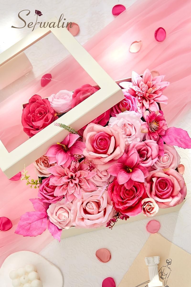 Artificial Flowers Hot Pink Silk Fake Flowers for DIY Wedding Bridal Bouquets