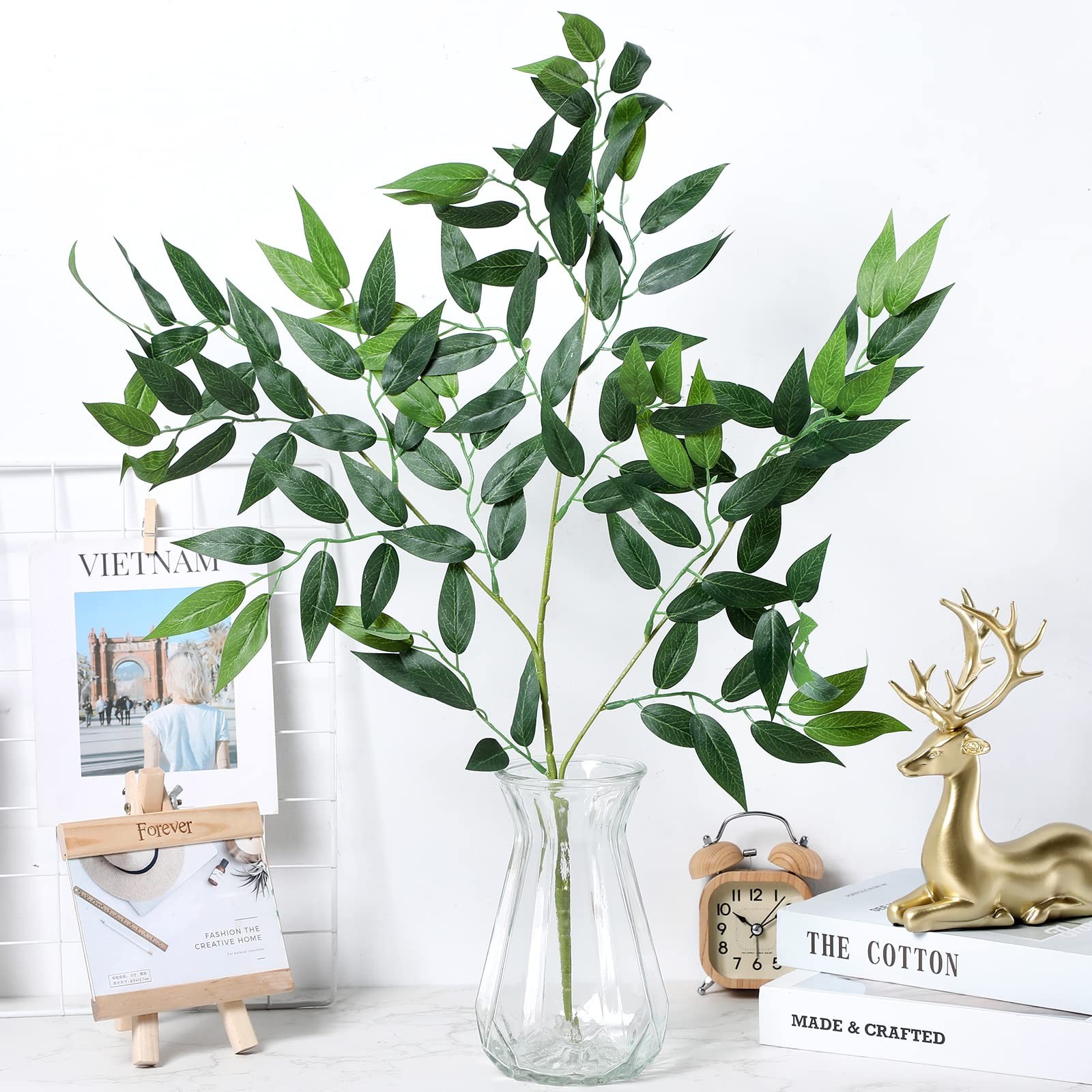 20 PCS 27.5 Inch Artificial Ruscus Greenery Fake Plants Faux Leaf Floral Spray