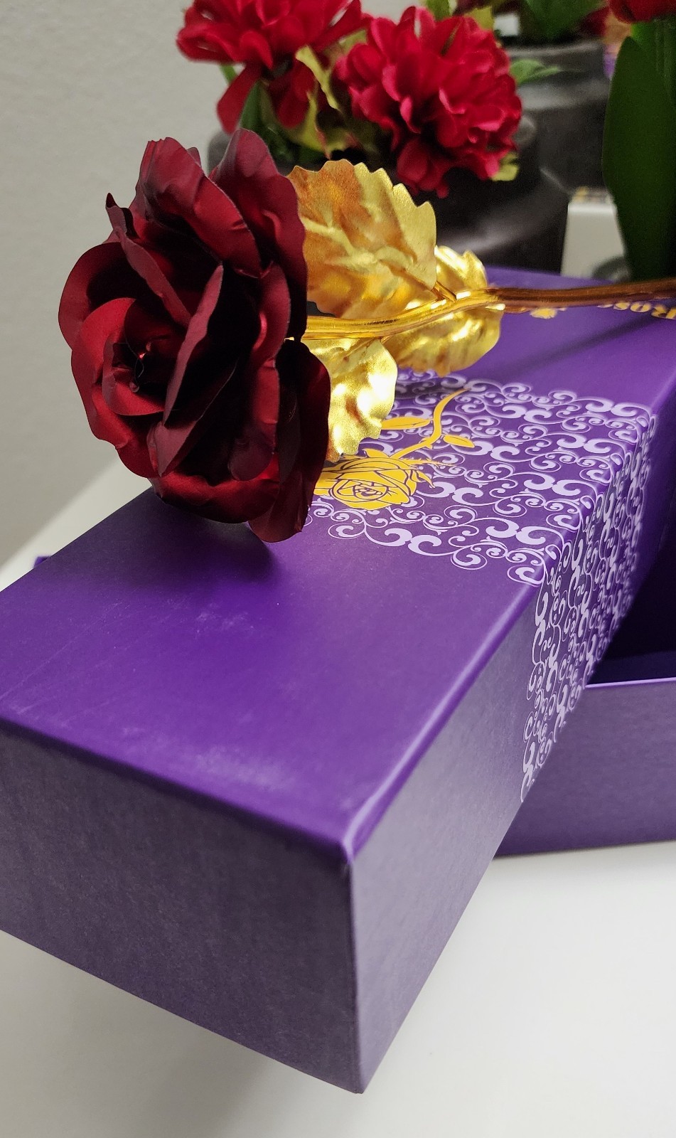 24K Forever Red Rose Gold Dipped with Gift Box for Valentine, Wife, Birthday