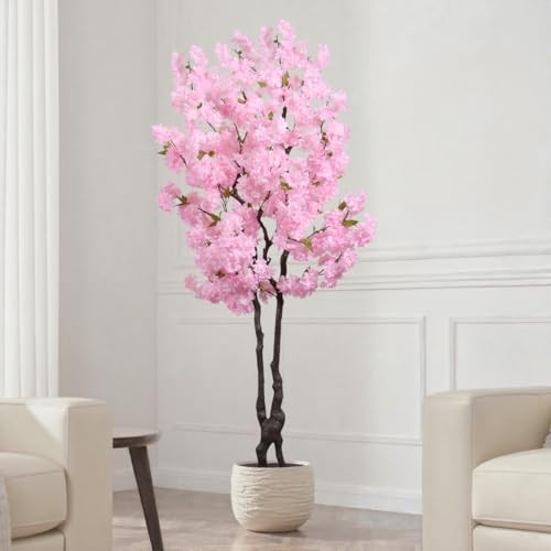 Faux Cherry Blossoms Tree Pink 6FT Artificial Cherry Blossom 5ft 7in Pink-ap26