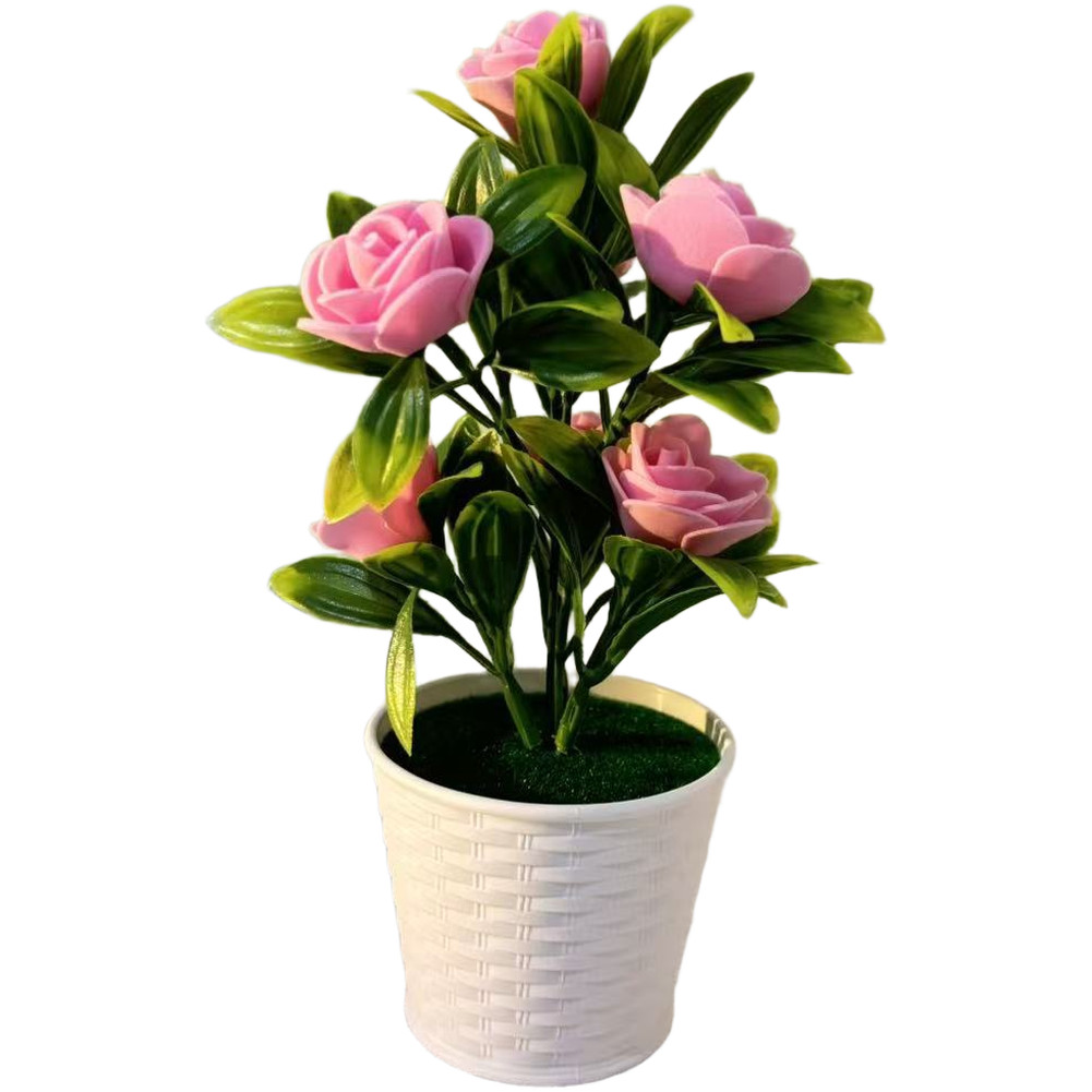 Red Pink Purple Blue White Yellow Foam Roses Potted Plant for Home Decor