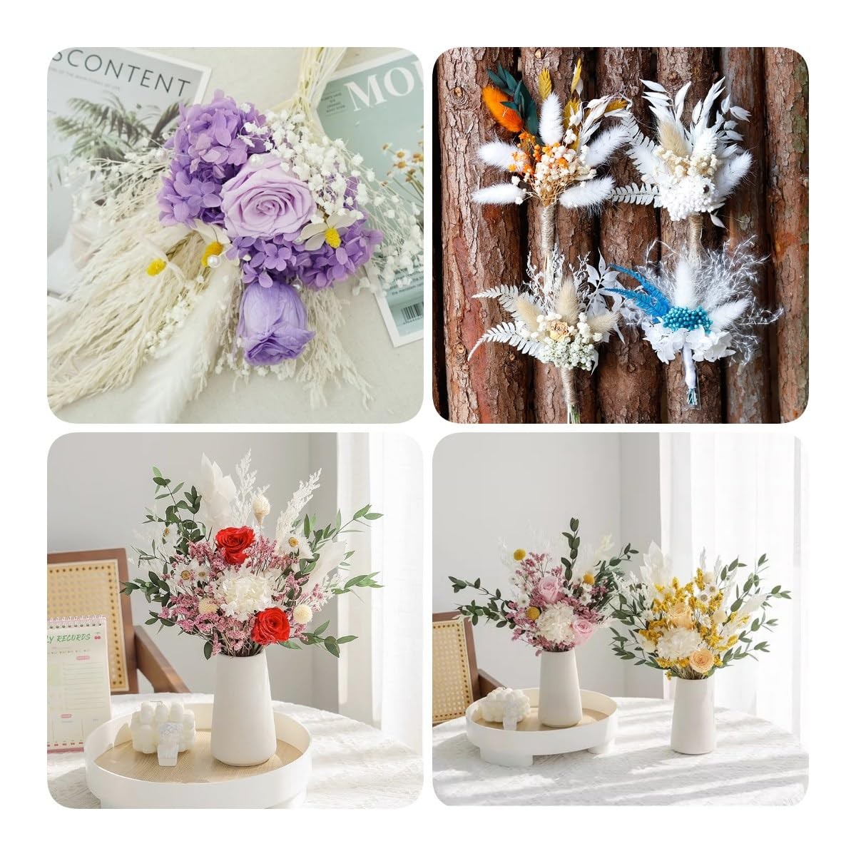 Dried Flowers Bouquet, Dry Caspia Flower Bundle, Floral Lavender, Babys Breat…