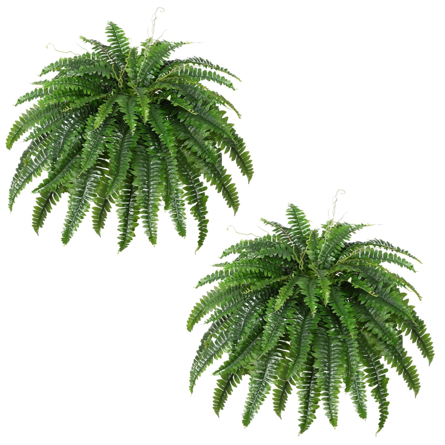 Set of 2 Large Artificial Boston Fern Bushes 45 Inches for Outdoor Indoor Decor