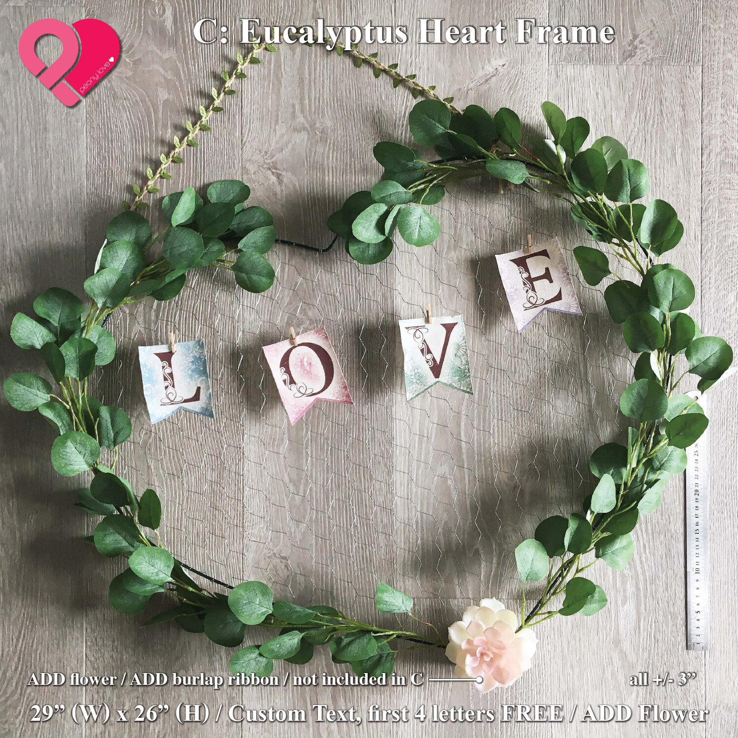 29″ Heart Wreath Ring Giant Floral Dreamcatcher Macrame Backdrop Wire Frame Bulk