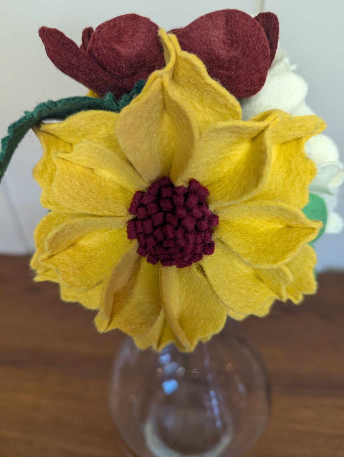 Beautiful Hand Cut Wool Blend Felt Flower Bouquet Gift Wrapped/Great Gift Idea!