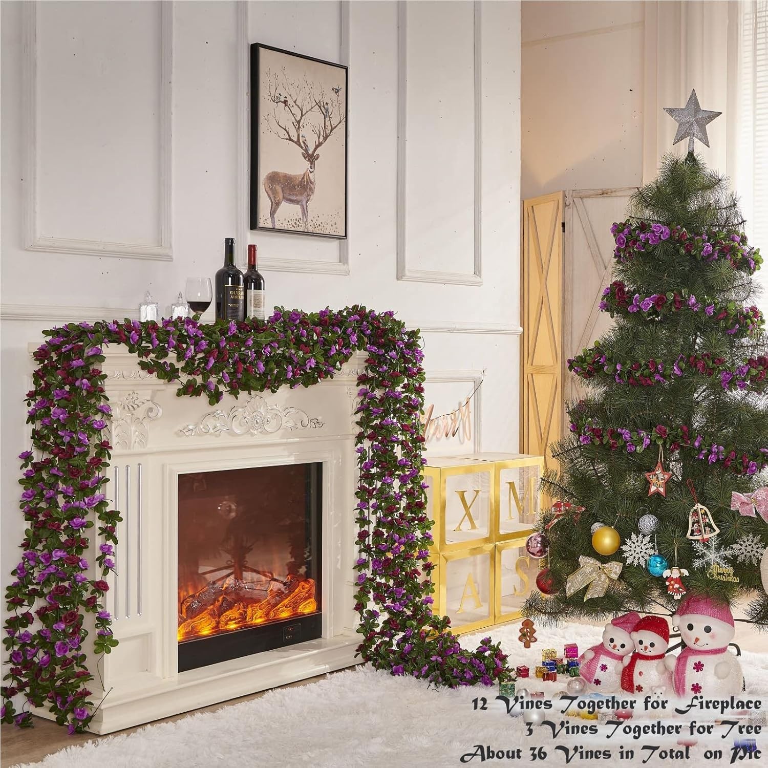 9Strands 8.2ft Artificial Flower Garland Fake Rose Vines for Wedding Party Decor