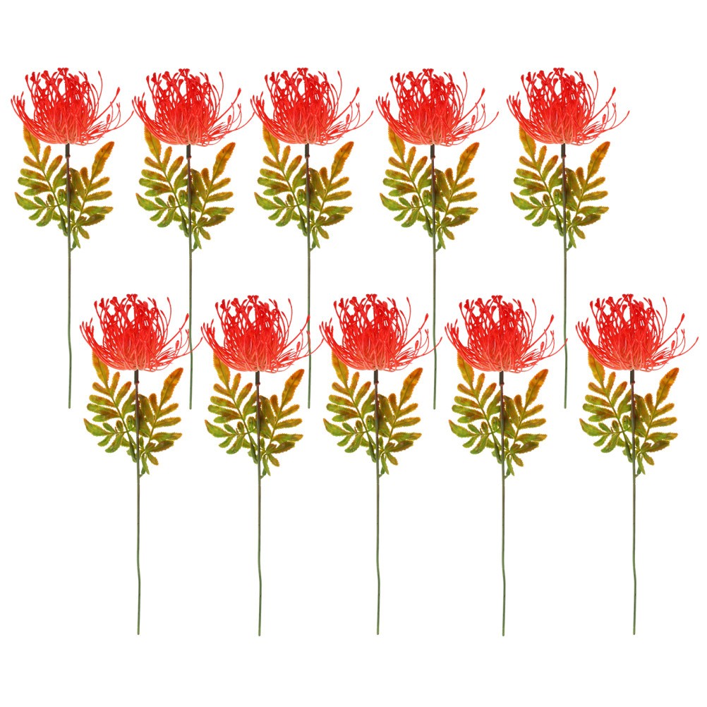 10Pcs Reusable Red Floral Bouquet Stems Simulation Flower for Table Centerpiece