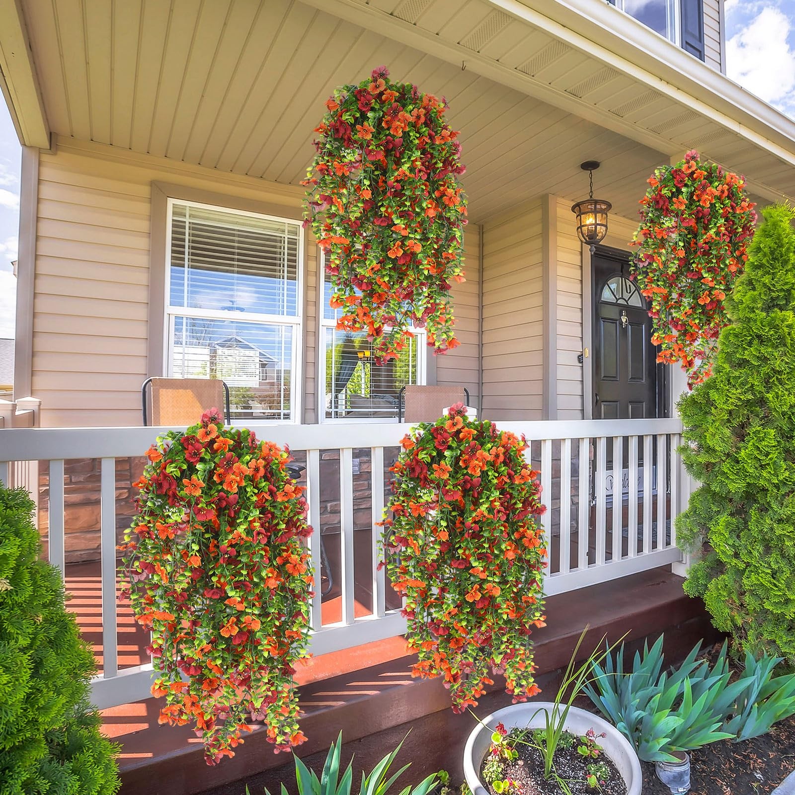 12 Pcs Fall Artificial Hanging Flowers Plants for Outdoor Decoration Fake Sil…