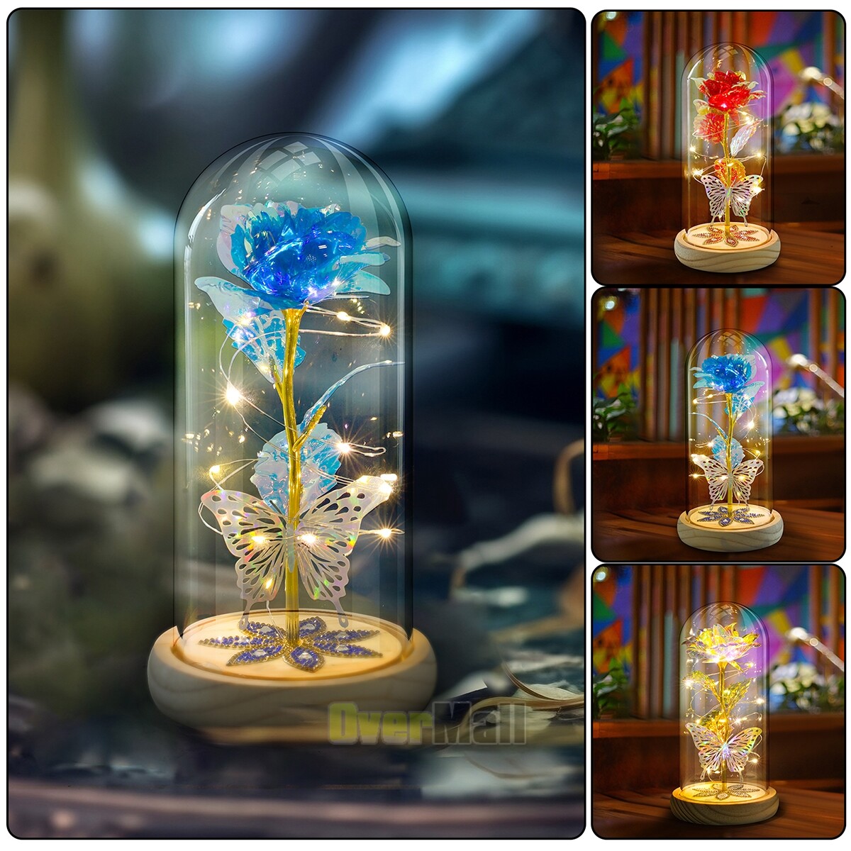Eternal Enchanted Galaxy Rose in Glass LED Flower Christmas Gifts for Her Womens