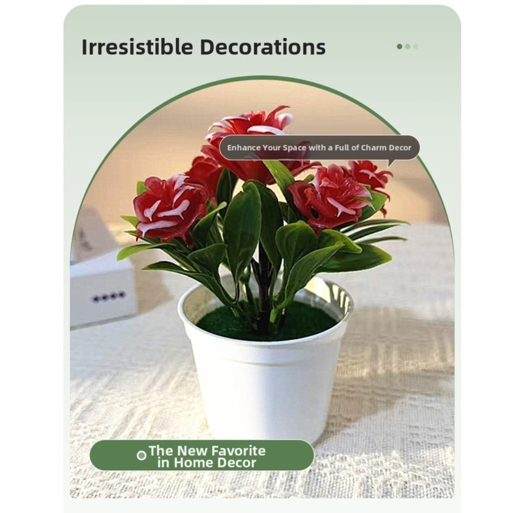 Indoor Artificial Rose Bonsai in Pot for Contemporary Home Office Table Decor