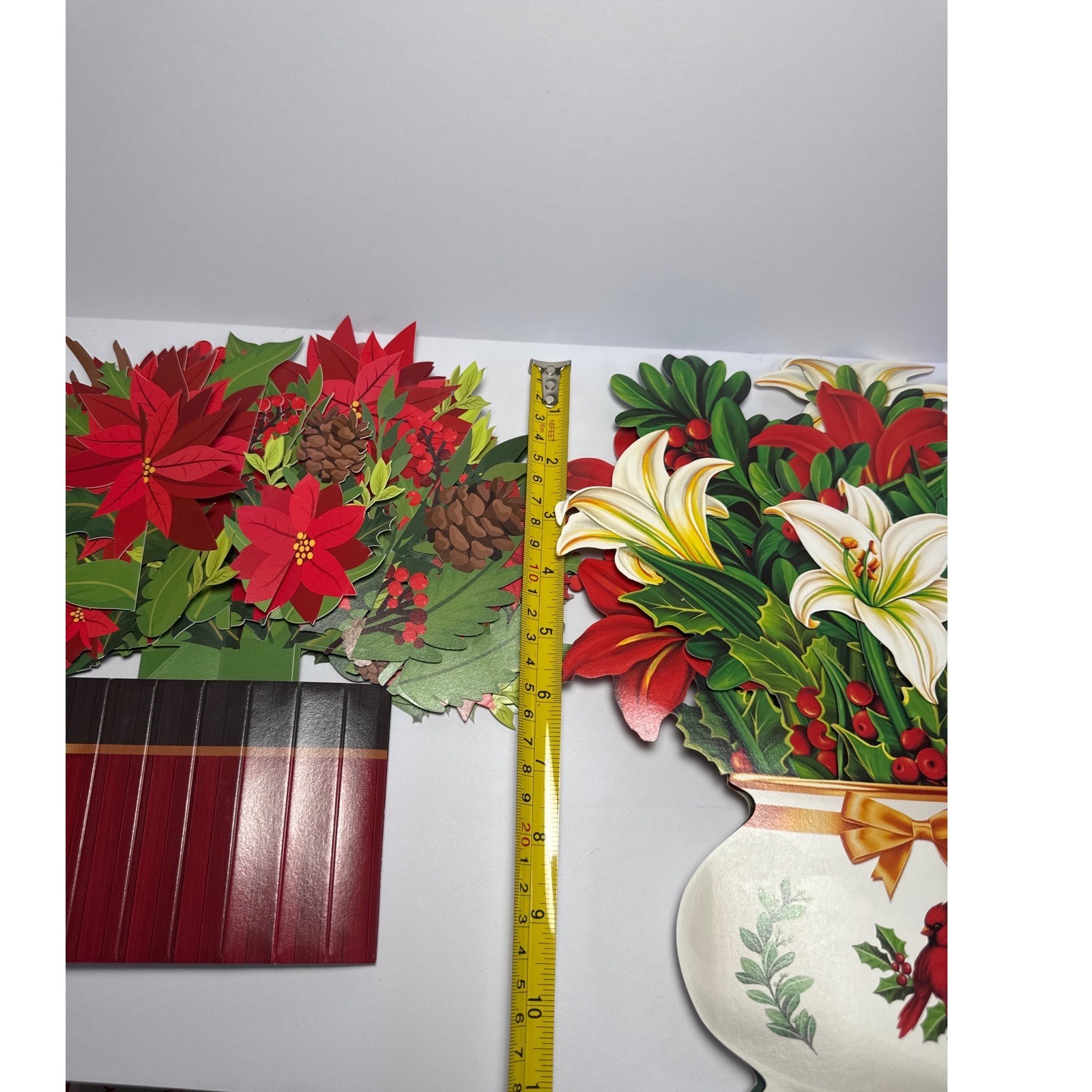 Freshcut Paper 3D Pop Up Flower Bouquets 2ct Red White Christmas Holiday Decor