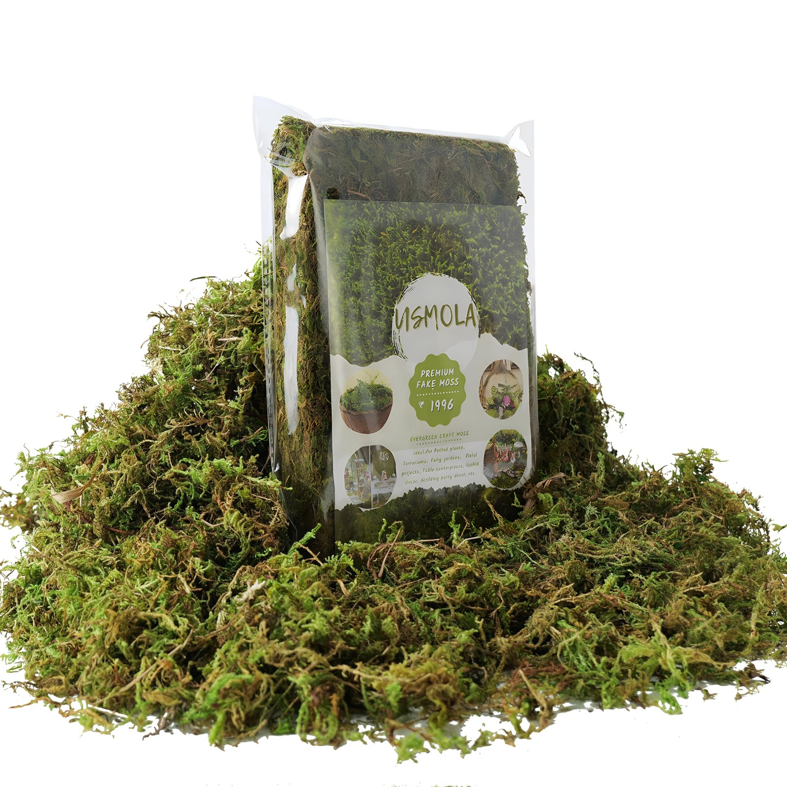 Fake Green Moss for Potted Plants, 4OZ Artificial Moss for DIY Crafts, Faux M…