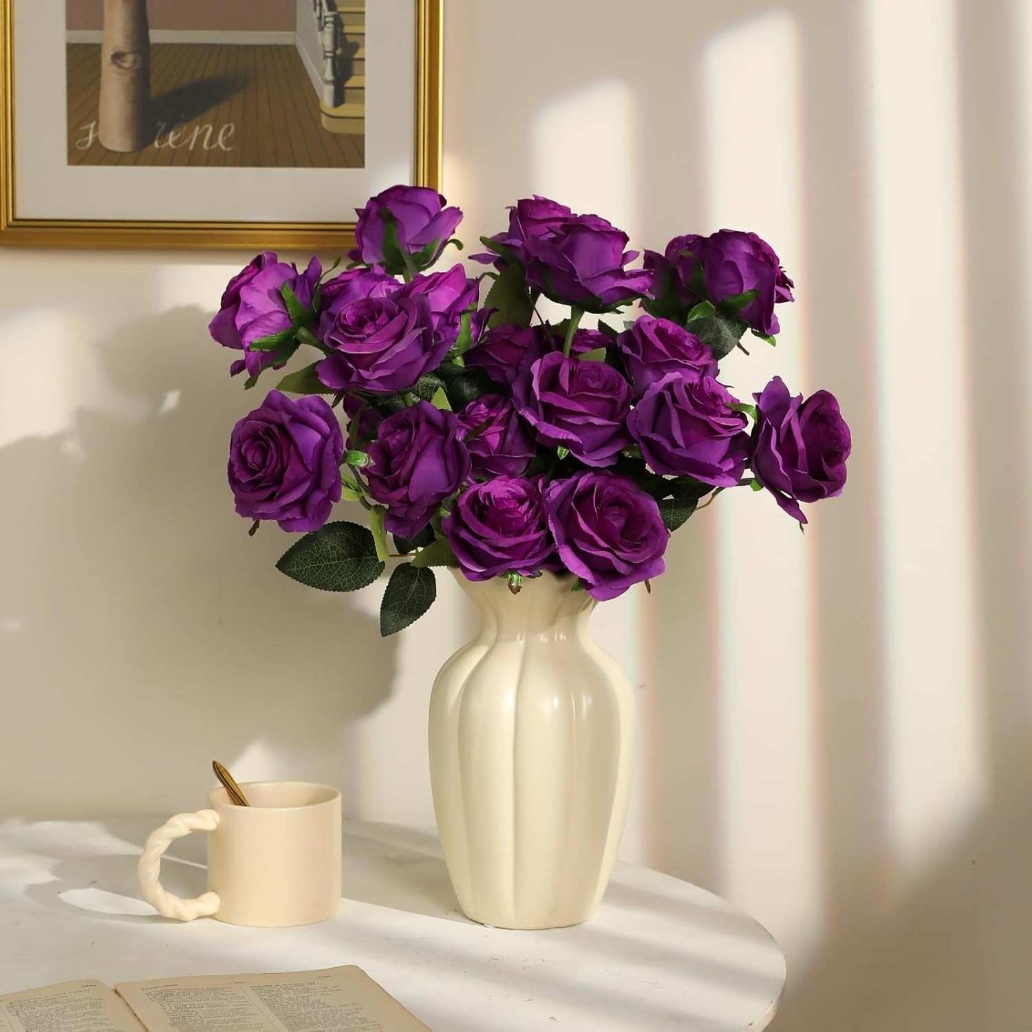 Lifelike Purple Silk Roses – 10pcs Bouquet for Eco-Friendly Celebrations