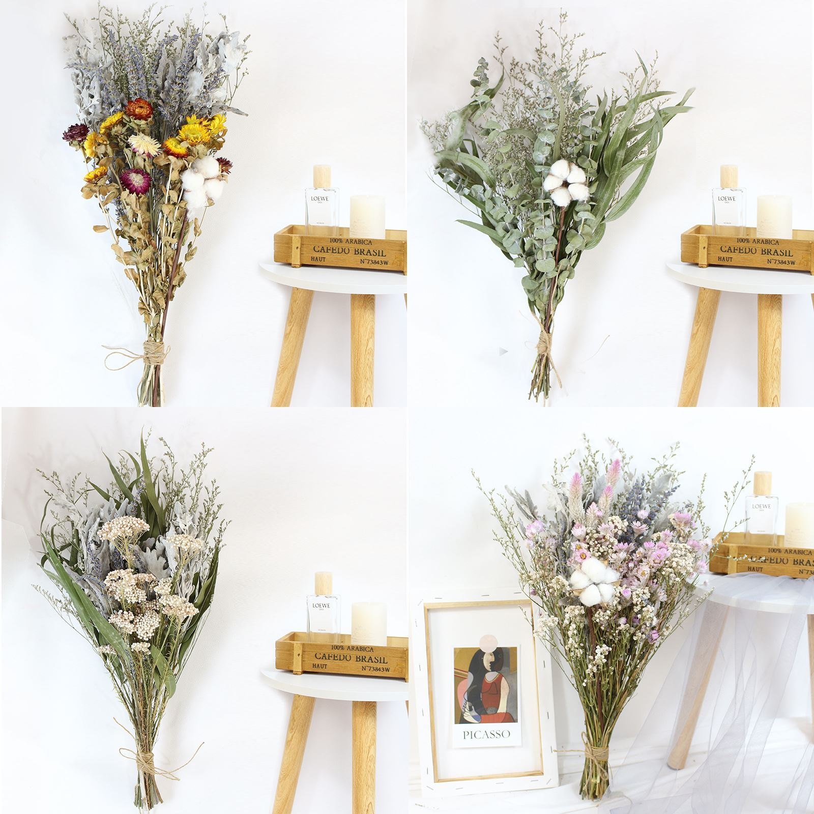 Mixed Dried Natural Scented Rustic Bouquets – Botanical Flowers Pampas Lavender