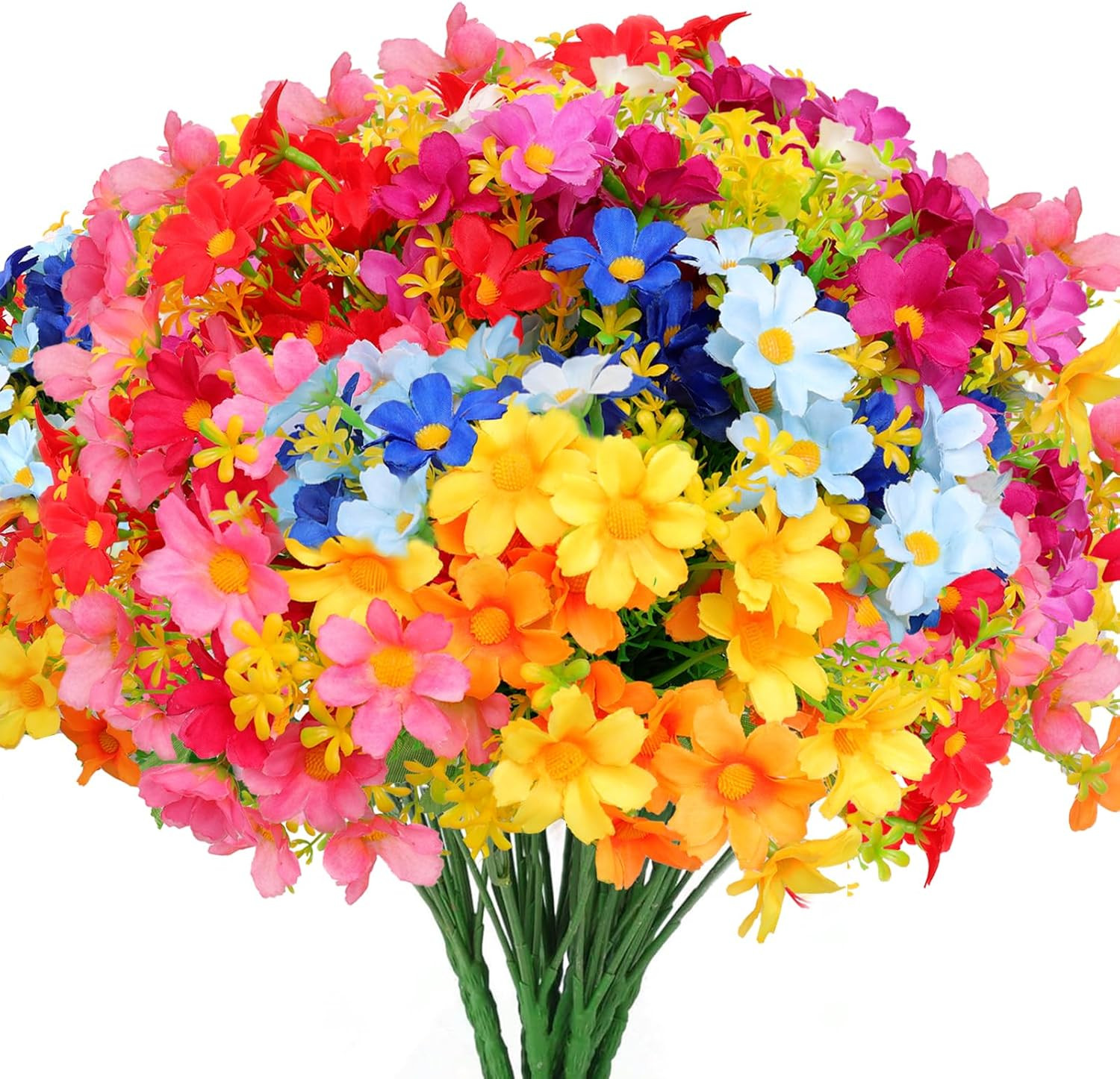 Artificial Silk Flowers for Outdoor Faux Flowers 6 Bundle Fake Wildflowers Bulk