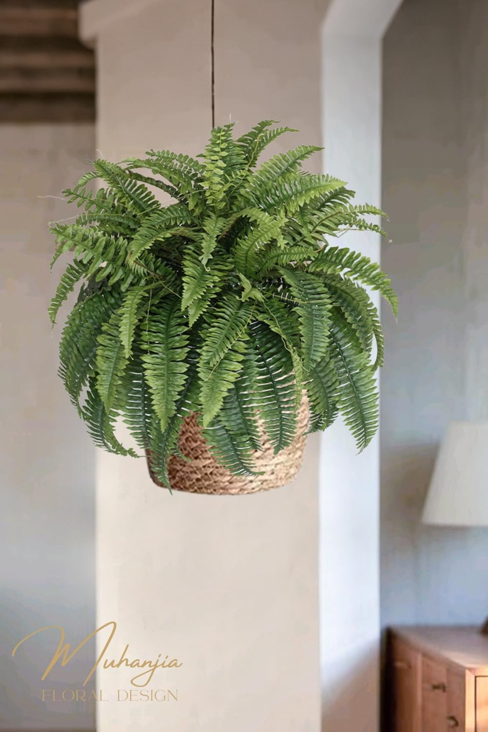 Realistic 48″ Artificial Boston Fern Bush – Pack of 2 for Home Decor