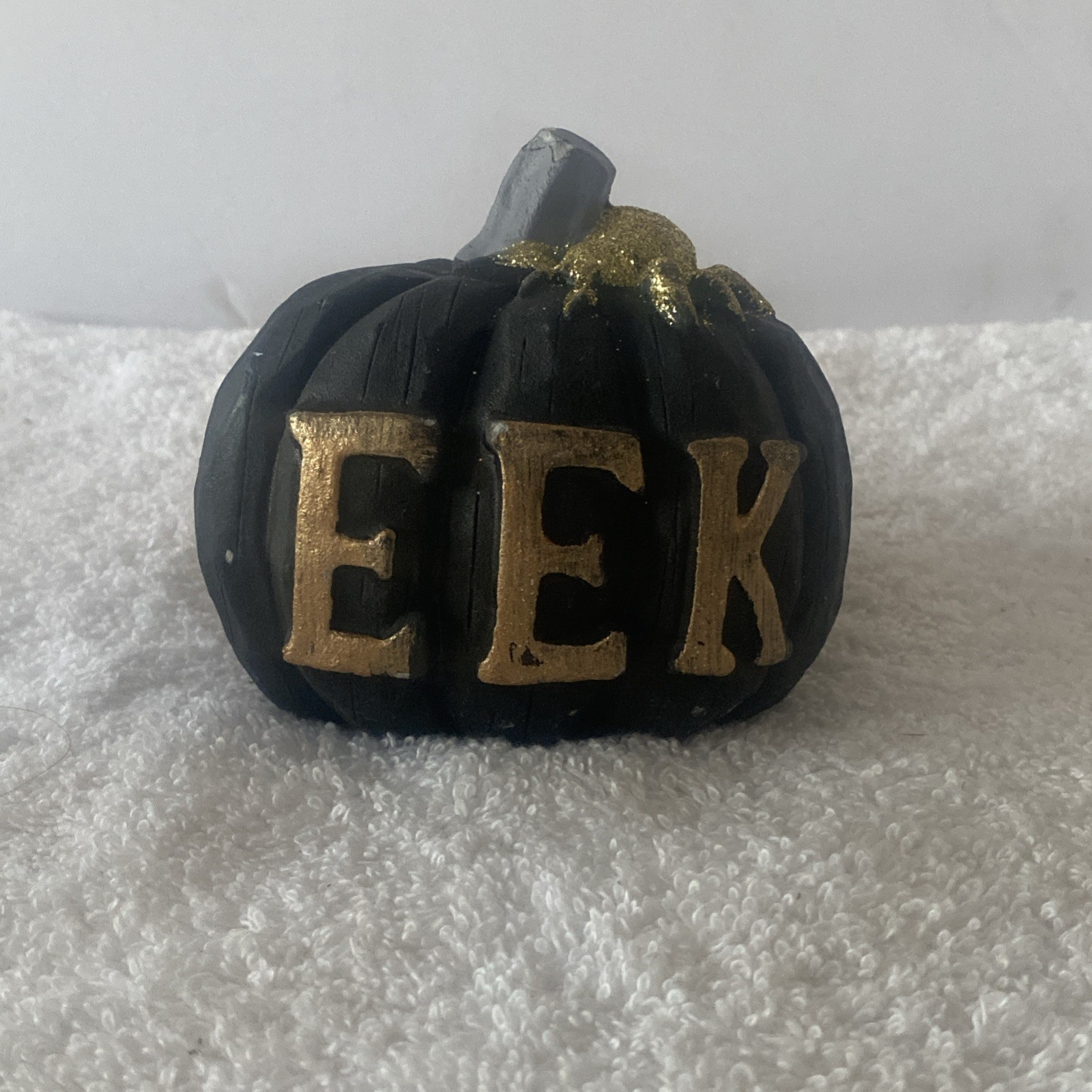 Autumn/Fall Black Pumpkin Gold Glitter TableTop “EEK”Decor (SHIPS IN 24 HOURS)