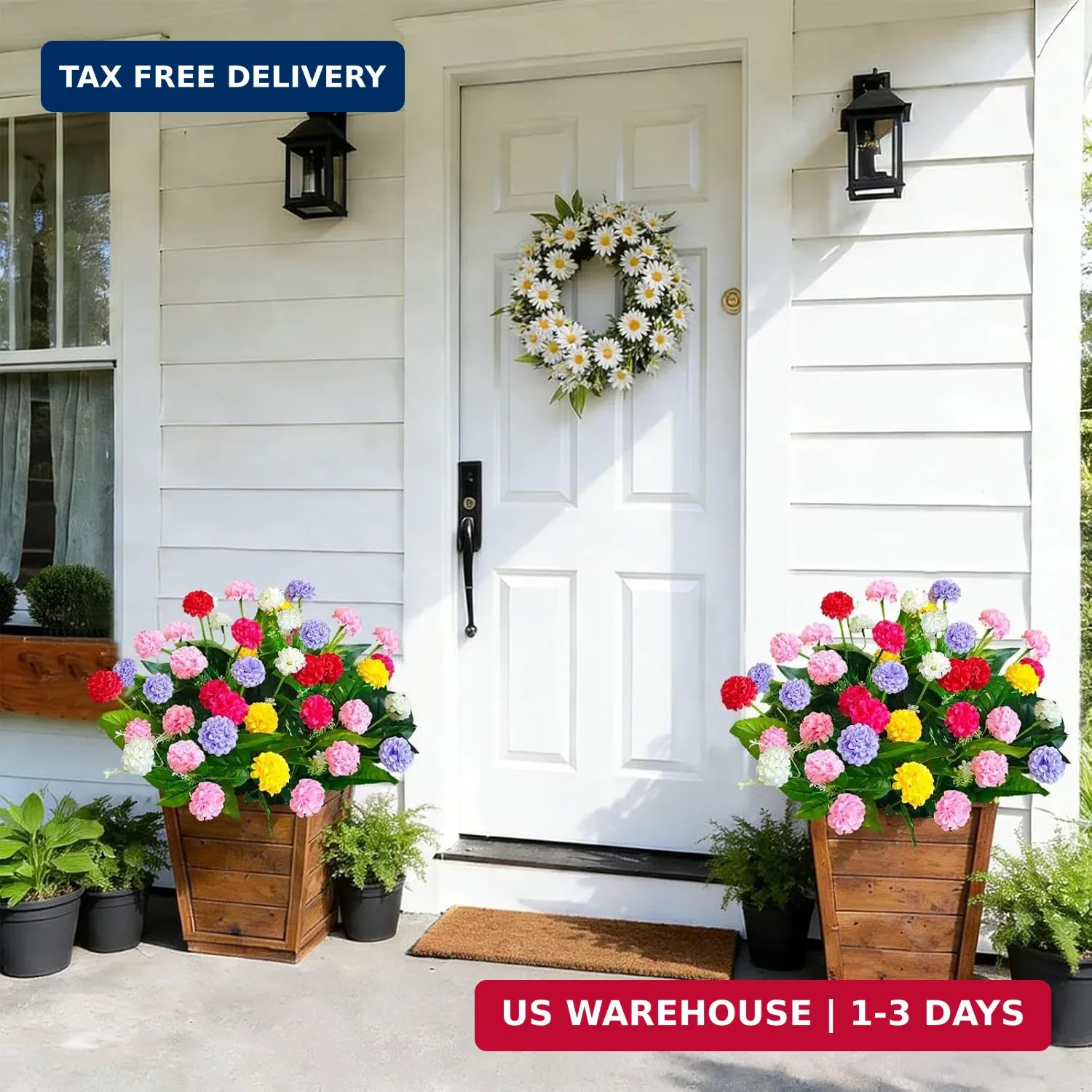10Pcs Artificial Flowers for Outdoors UV Resistant，6Pcs Colorful Fake Mums Flowe