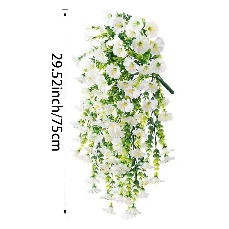 2PCS Artificial Morning Glory Vines UV Resistant Hanging Flowers Outdoor Decor