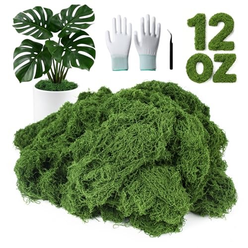 12OZ Artificial Fake Moss for Crafts Plants Indoor with Non 12oz Dark Green