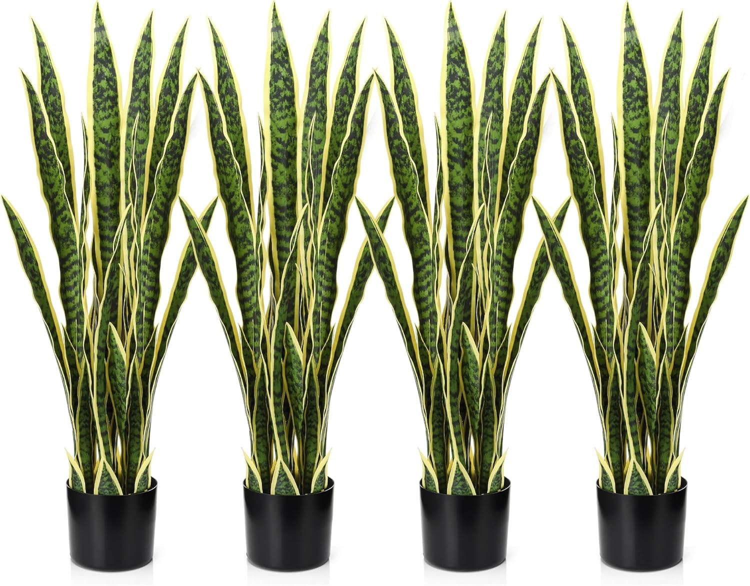 4 Pack 3.15 Ft Tall Faux Snake Plant for Home Office Decor & Gifts
