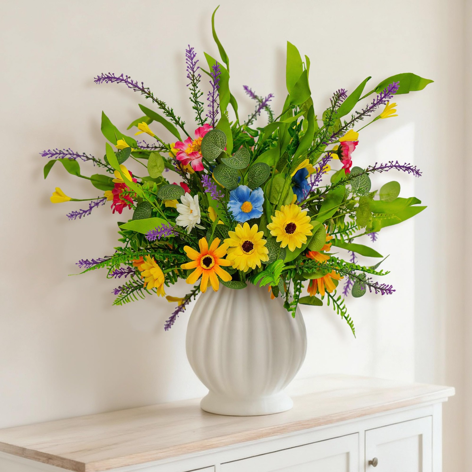 AZXVT Wild Flowers Artificial,Silk Floral Arrangements 6-Pack Fake Wildflower…