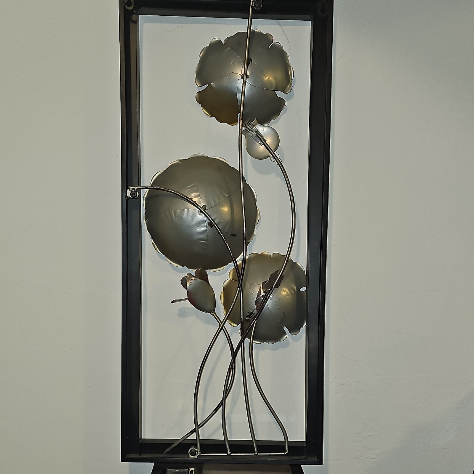 Metal Floral Wall Art Arrangement, Bronze Red Green Gold Black Flowers