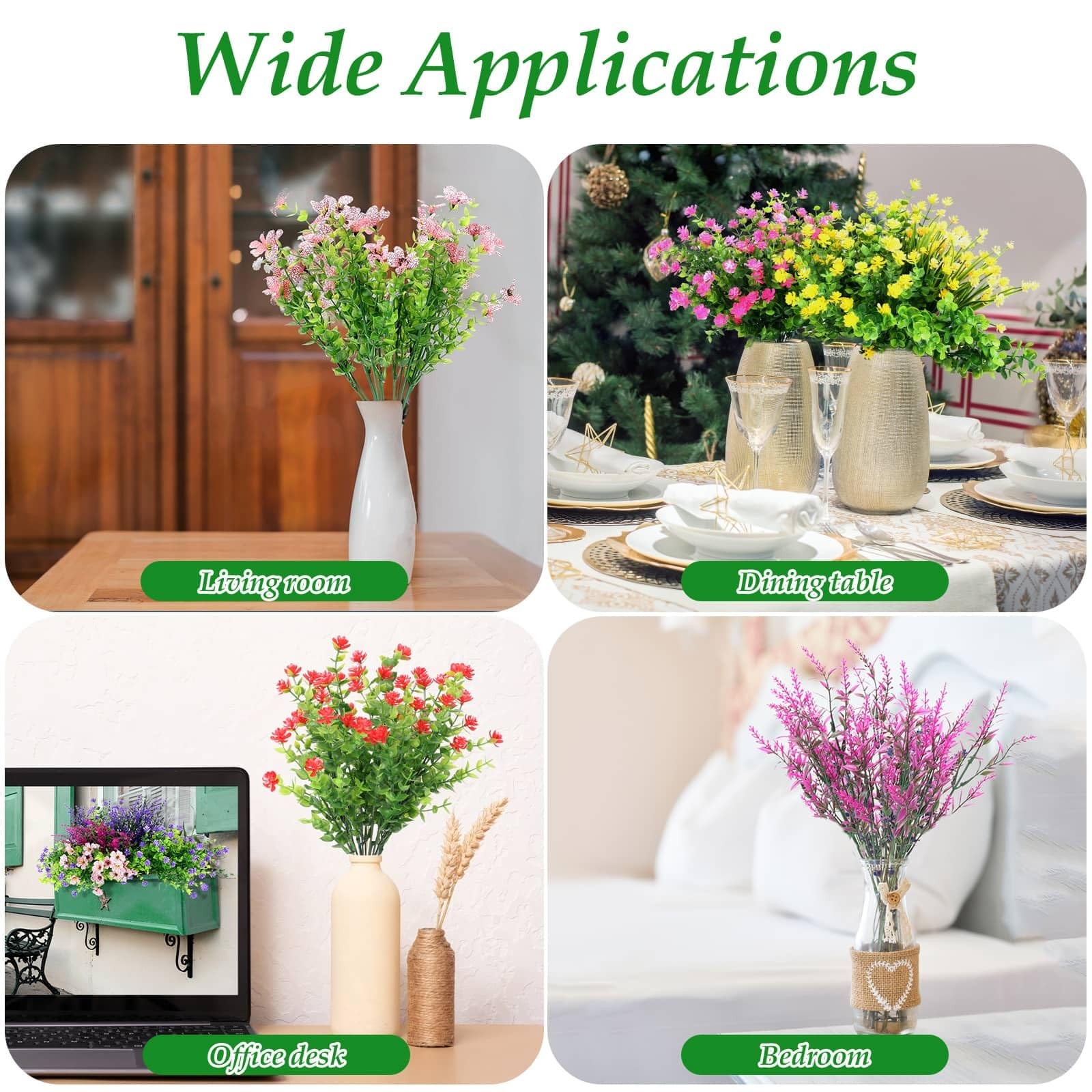 20 Bundles Realistic Artificial Flowers for Outdoors, UV Resistant No Fade Fa…