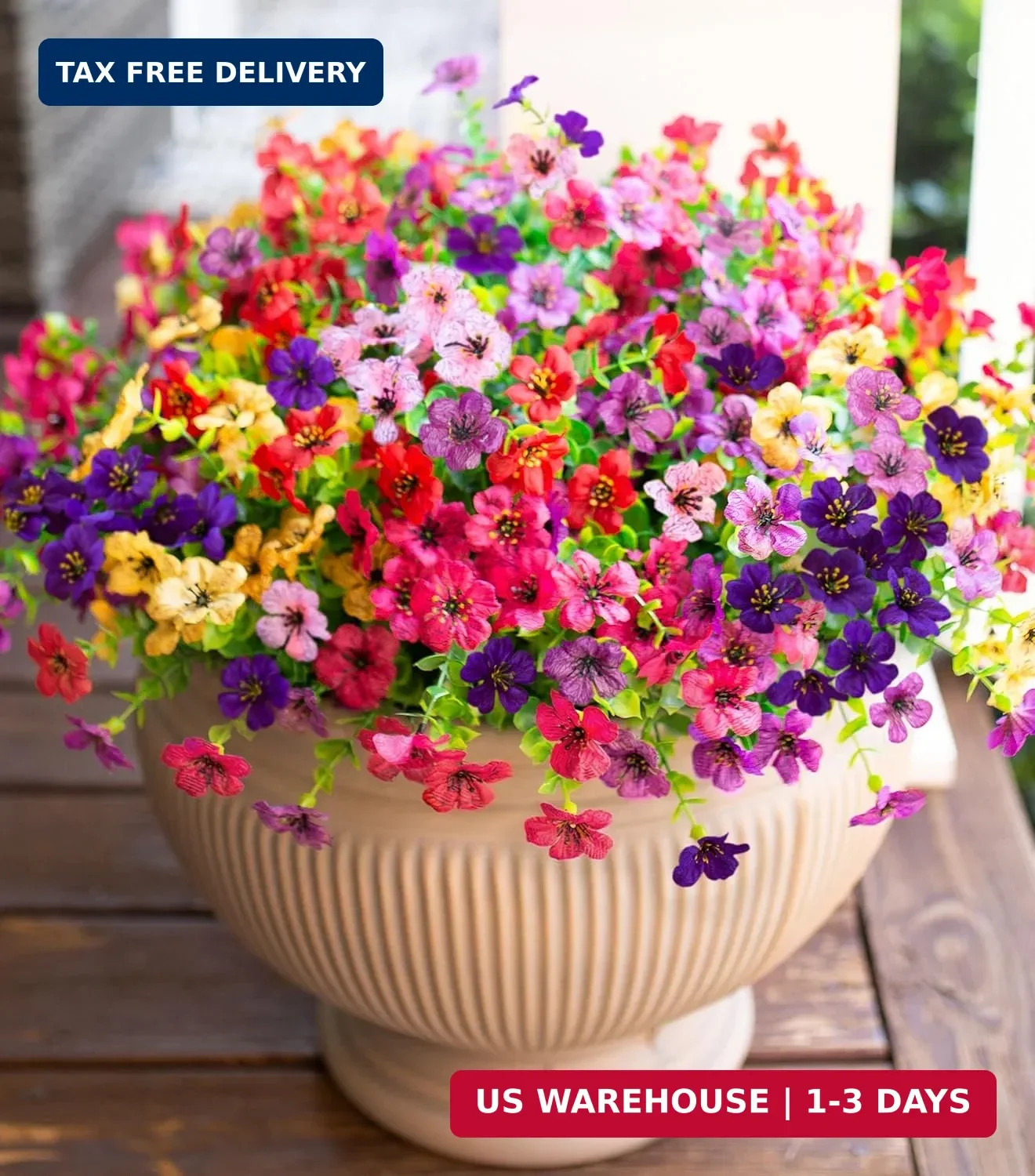 HyeFlora Artificial Flowers for Outdoor Indoor Garden Home Decoration, Faux Flow