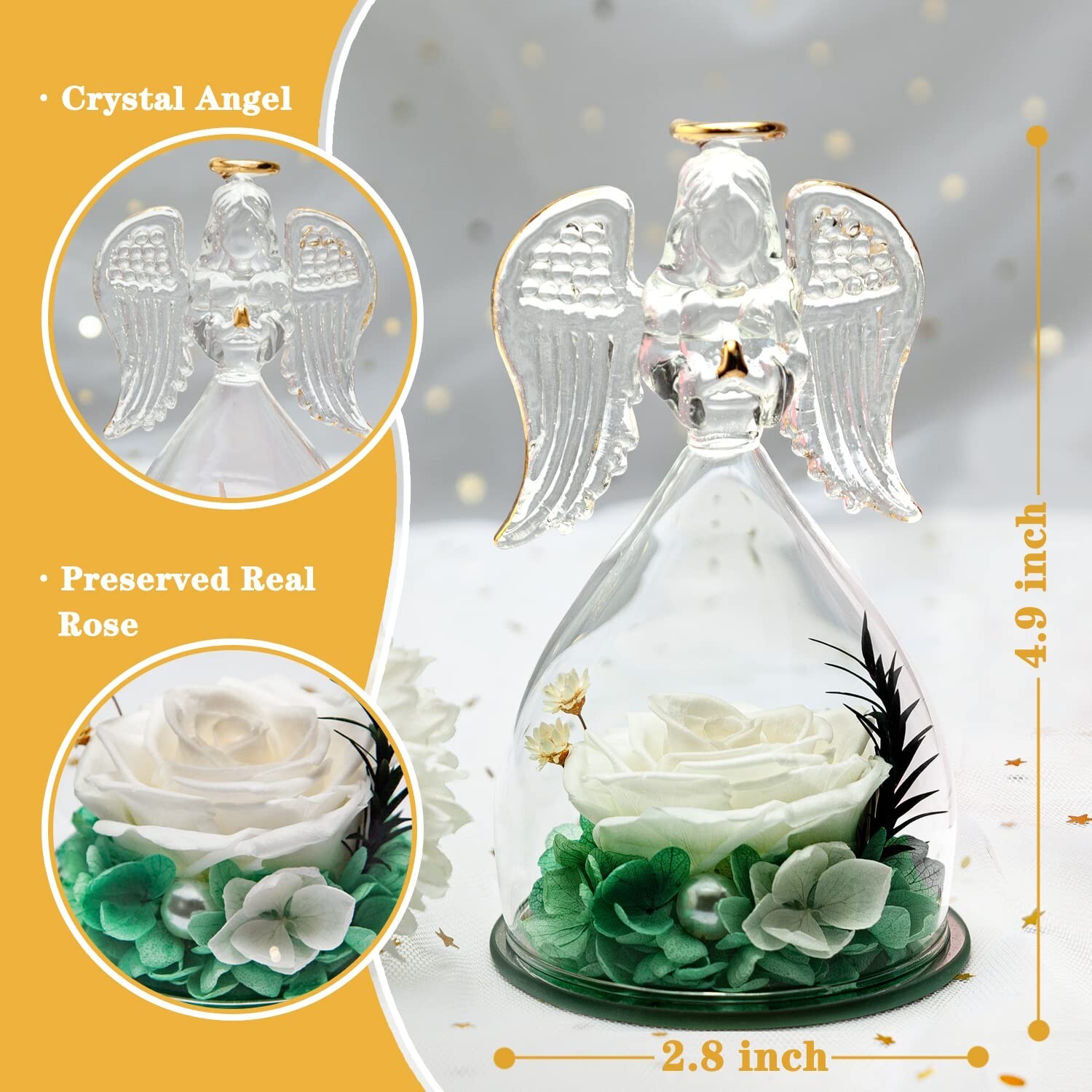 ANWEAO Mothers Day Flowers Gift for Mom,Glass Angel Figurines Preserved Real …