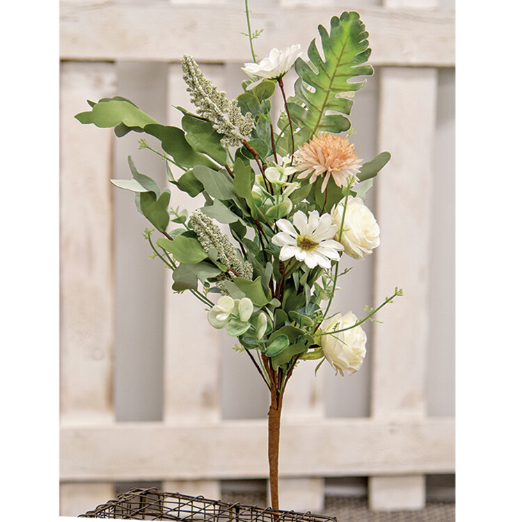 Mixed Antique Daisy & Rose Pick / Spray 22″ High – Pink & Ivory Floral