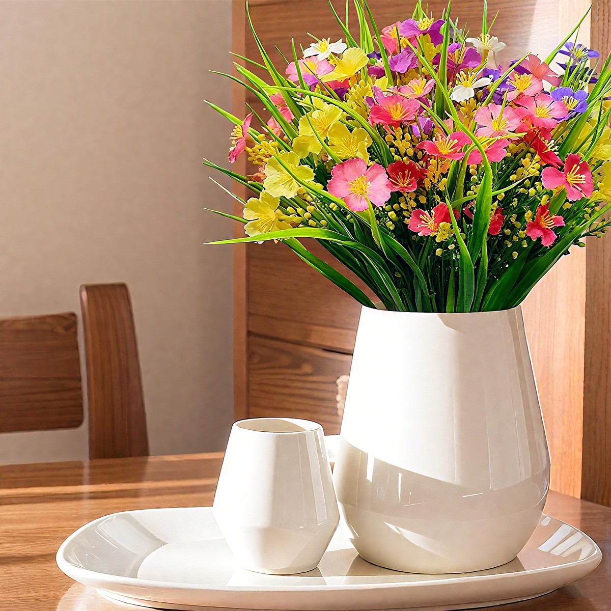 UV-Resistant Artificial Flowers Mix Colors Fake Daisy Plastic Flowers Outdoor