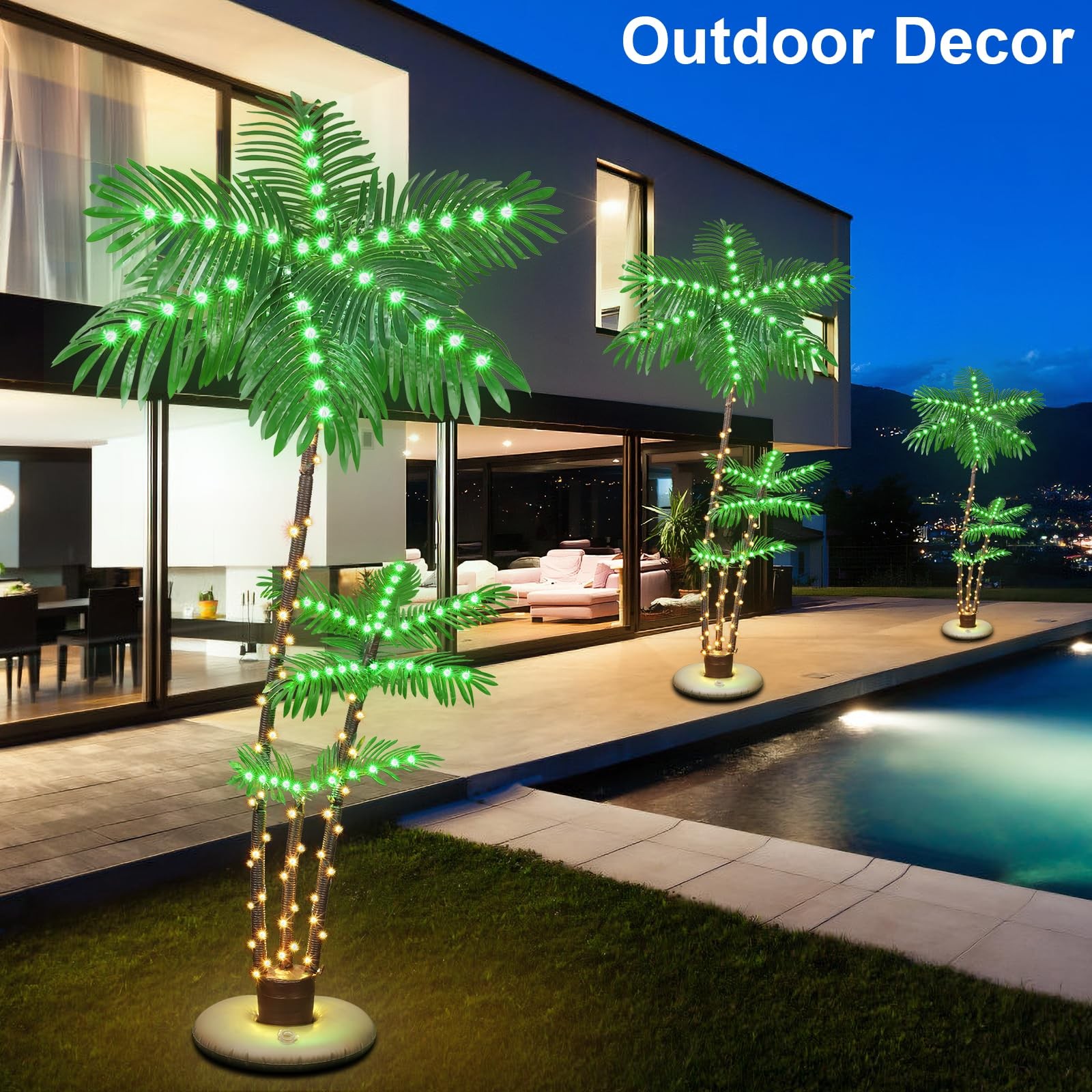 6FT LED Palm Tree Outdoor Indoor Waterproof Tropical Island Decor Tiki Poolside