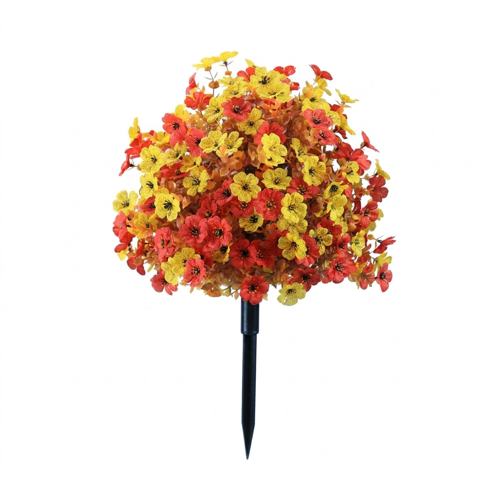 Fall Color Artificial Flowers UV Resistant Floral Stake for Garden Outdoor Use