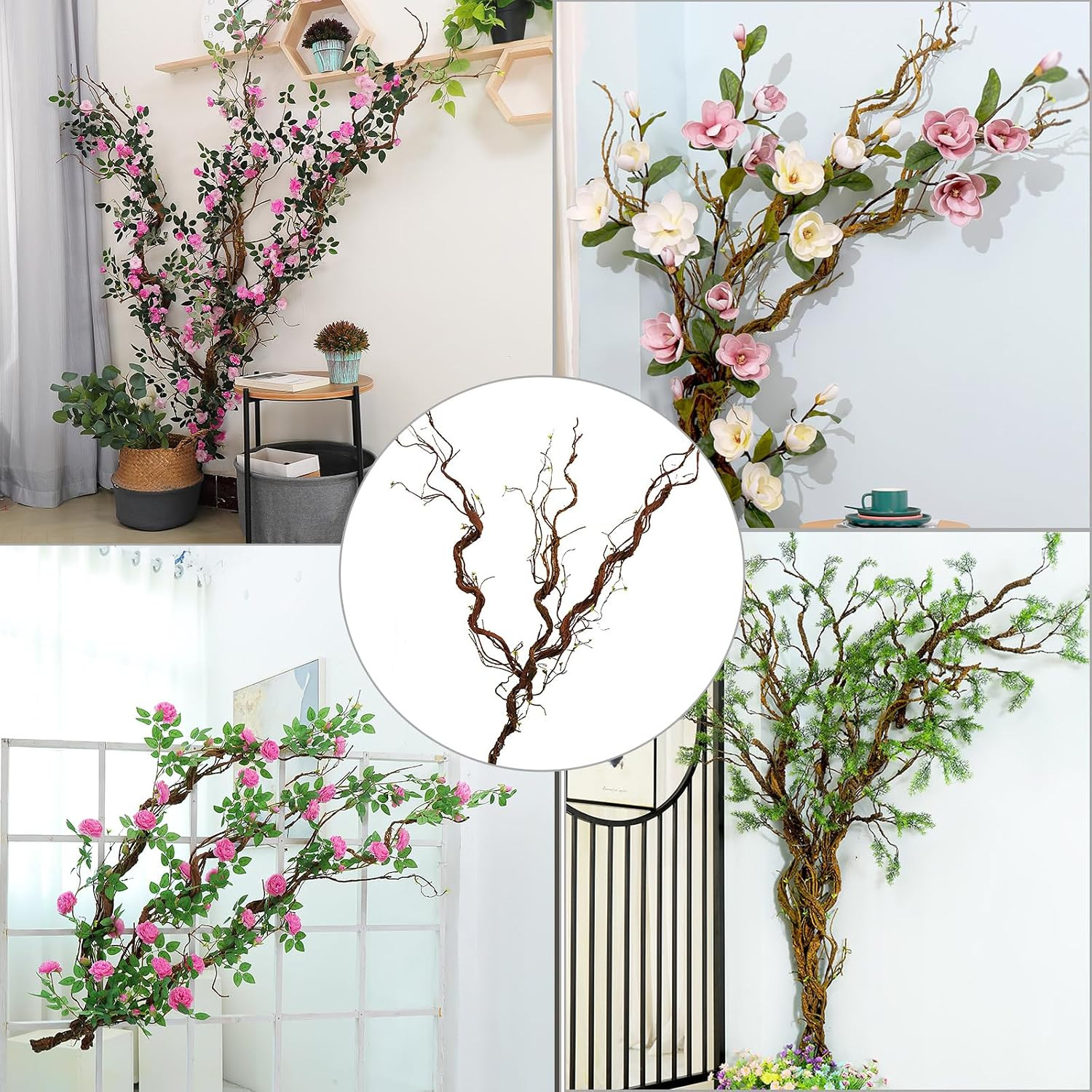 67In Flexible Fake Grapevine Garland Curly Willow Tree Branches Wall Decor | Art
