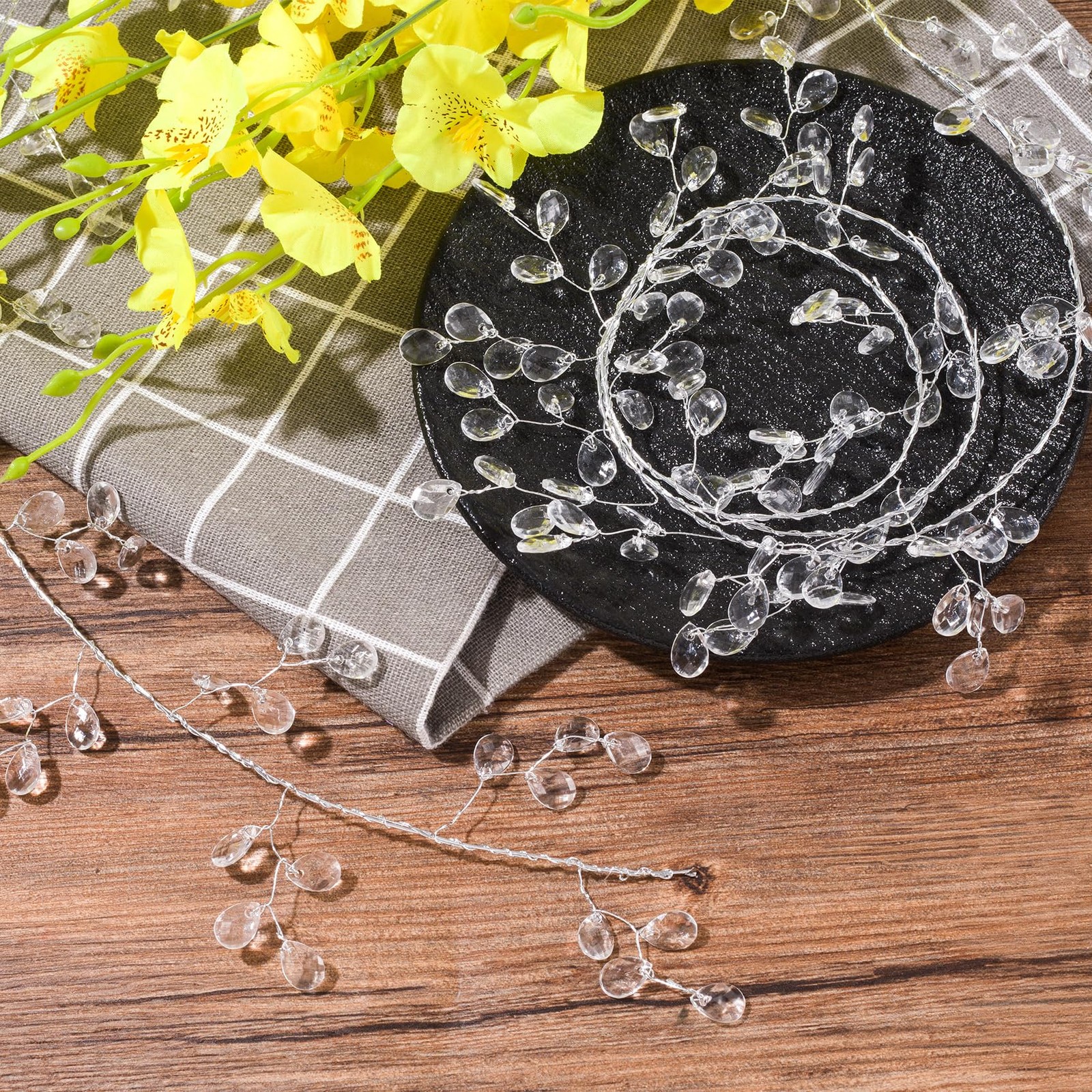 Acrylic Crystal Flower Branches Artificial Pick Bouquet Arrangement Table B