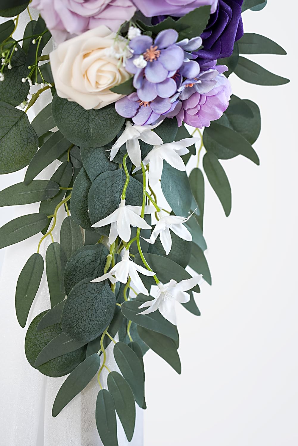 Lilac Artificial Wedding Arch Flowers Kit (Pack of 3) with 26Ft White Shiny A…