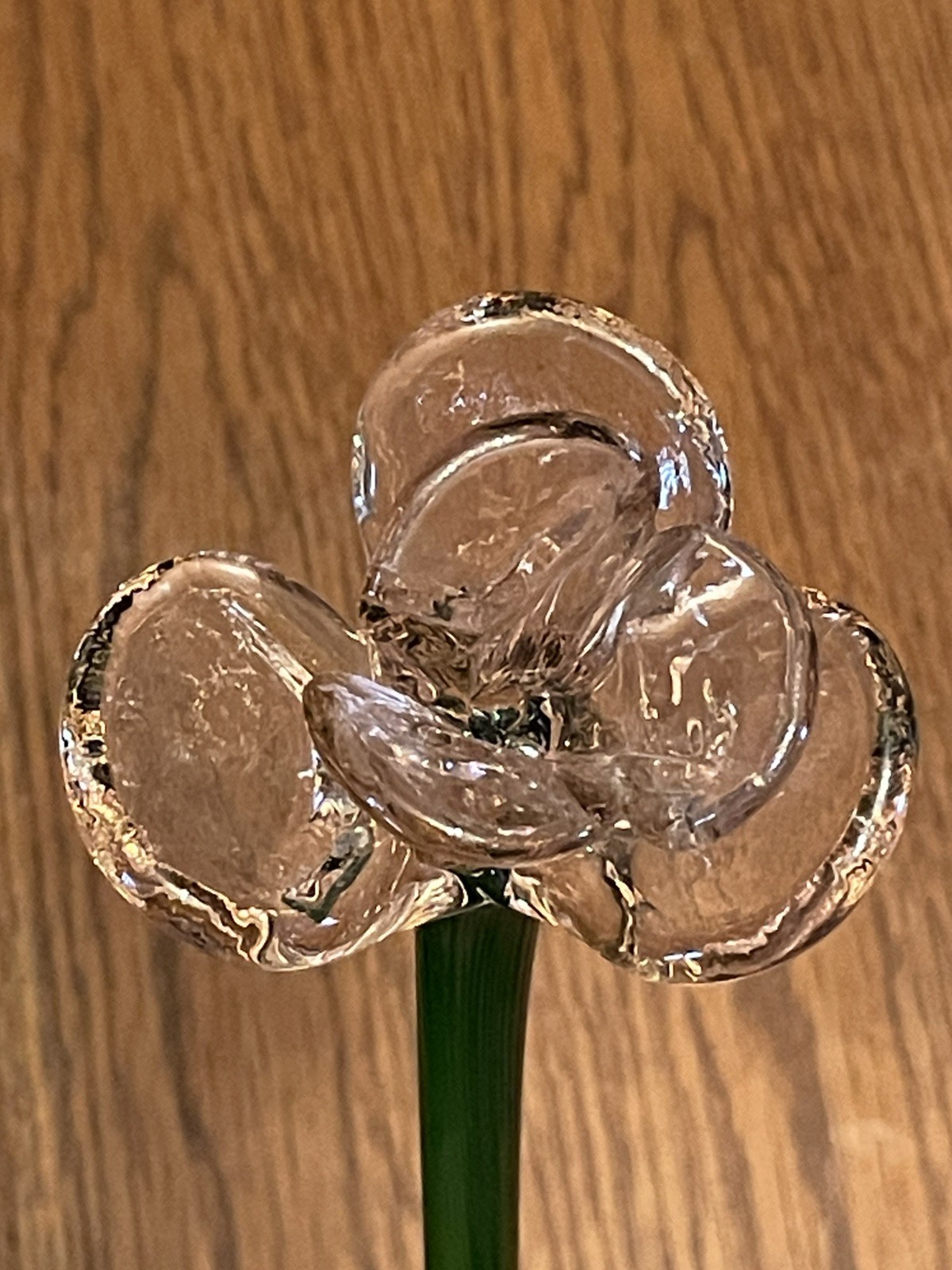 Vtg Murano Style Lot 4 Hand Blown Art Glass Long Stem Flower Bouquet 19″-20″