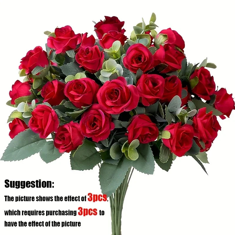 10 Heads Artificial Flower Silk Rose White Eucalyptus Leaves Peony Bouquet Fake