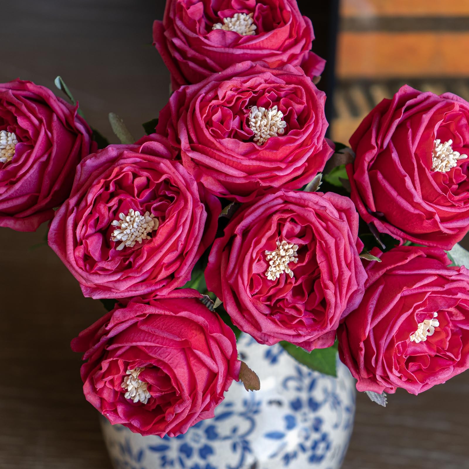 Soft Touch Artificial Roses and Peonies, 4 Stems Faux Latex Flowers for Vase,…