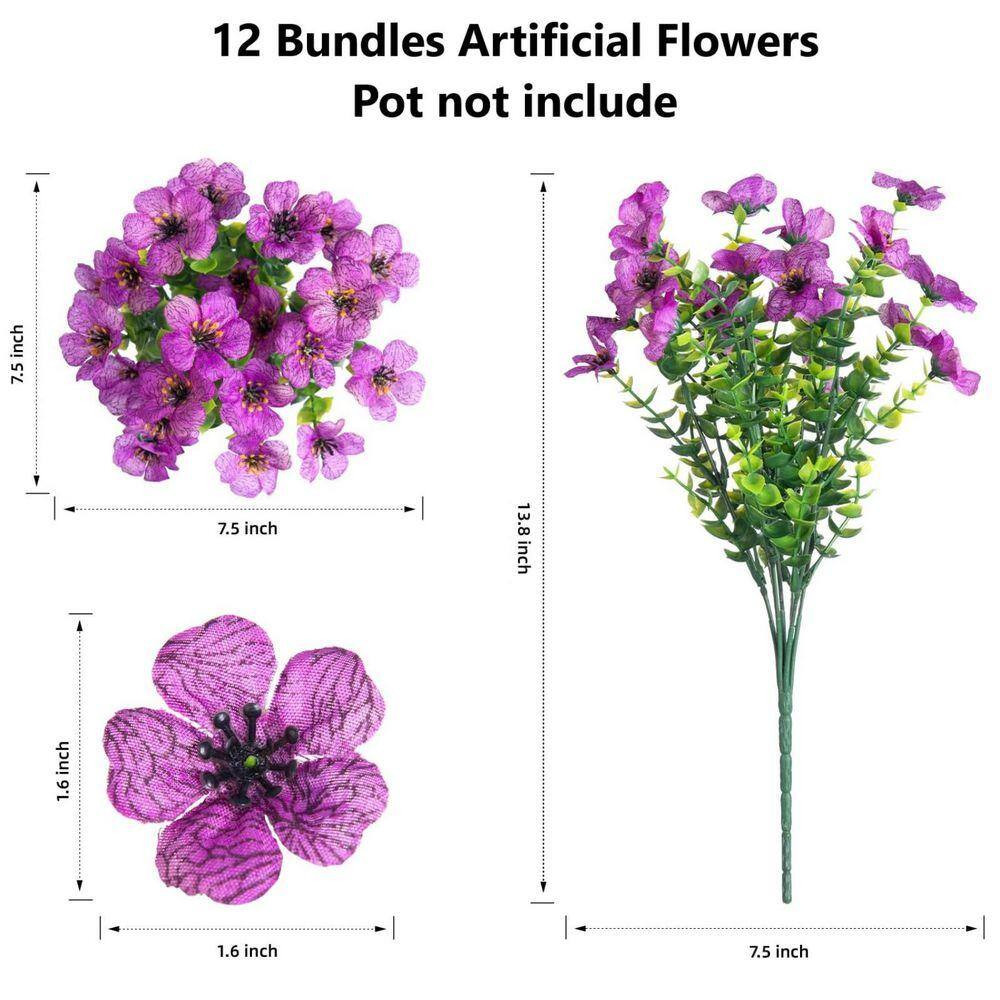 13.8 In. Bundles Purple Artificial Faux Flowers Silk Daisy with Eucalyptus